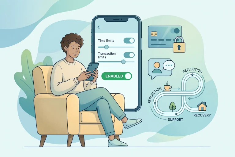 Support route map with GAMSTOP, bank block and helpline options
