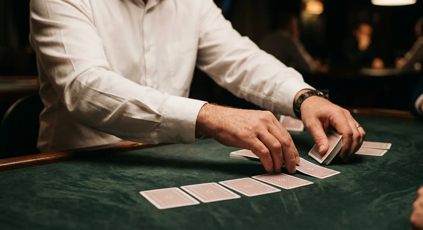anonymous dealer hands dealing cards on live casino table not registered with gamstop